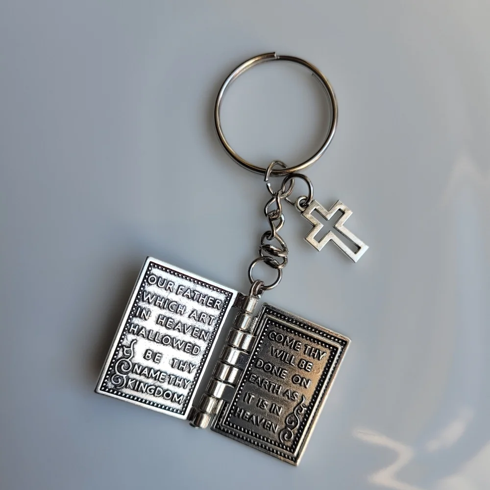 NEW Silver Tone Tiny Bible Keychain or Purse Charm